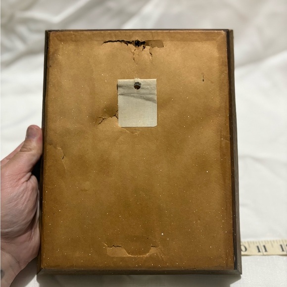 Vintage Crewel Framed Embroidered Pear Art with Top Hat - Picture 4 of 4